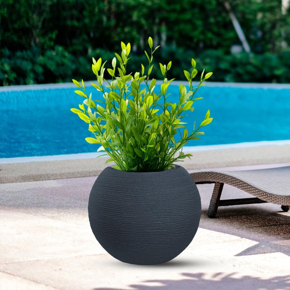 Vase en résine grand volume d.40x33h Botticelli gris pour rempoter vos plantes de terrasse