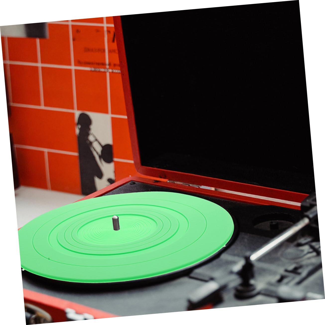 Alfombrilla para Tocadiscos de Silicona Verde, 2 Piezas