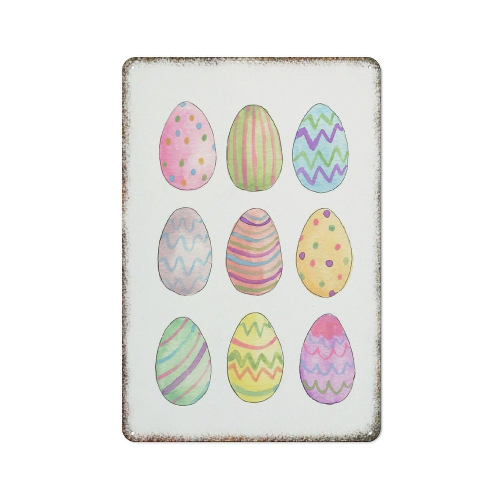 Easter Egg Watercolor Spring Home Decor Wall Art Sign 8x12 inch