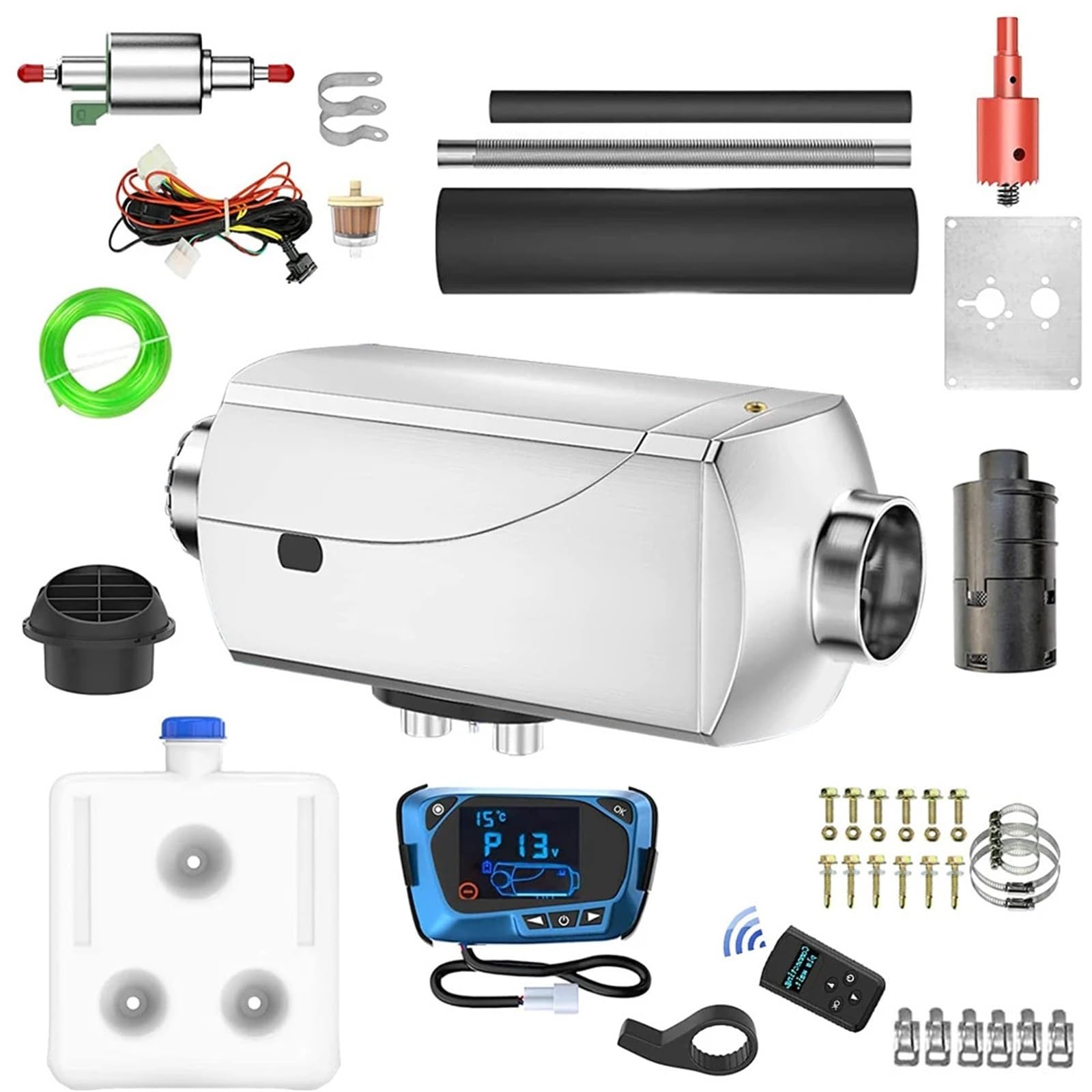 Diesel Heater 8 KW 12 V Nagrzewnica Powietrza Na Olej Napędowy Z Akcesoriami, 10-litrowy Zbiornik, Przełącznik LCD, Zdalny Nagrzewnica Powietrza Na Olej Napędowy