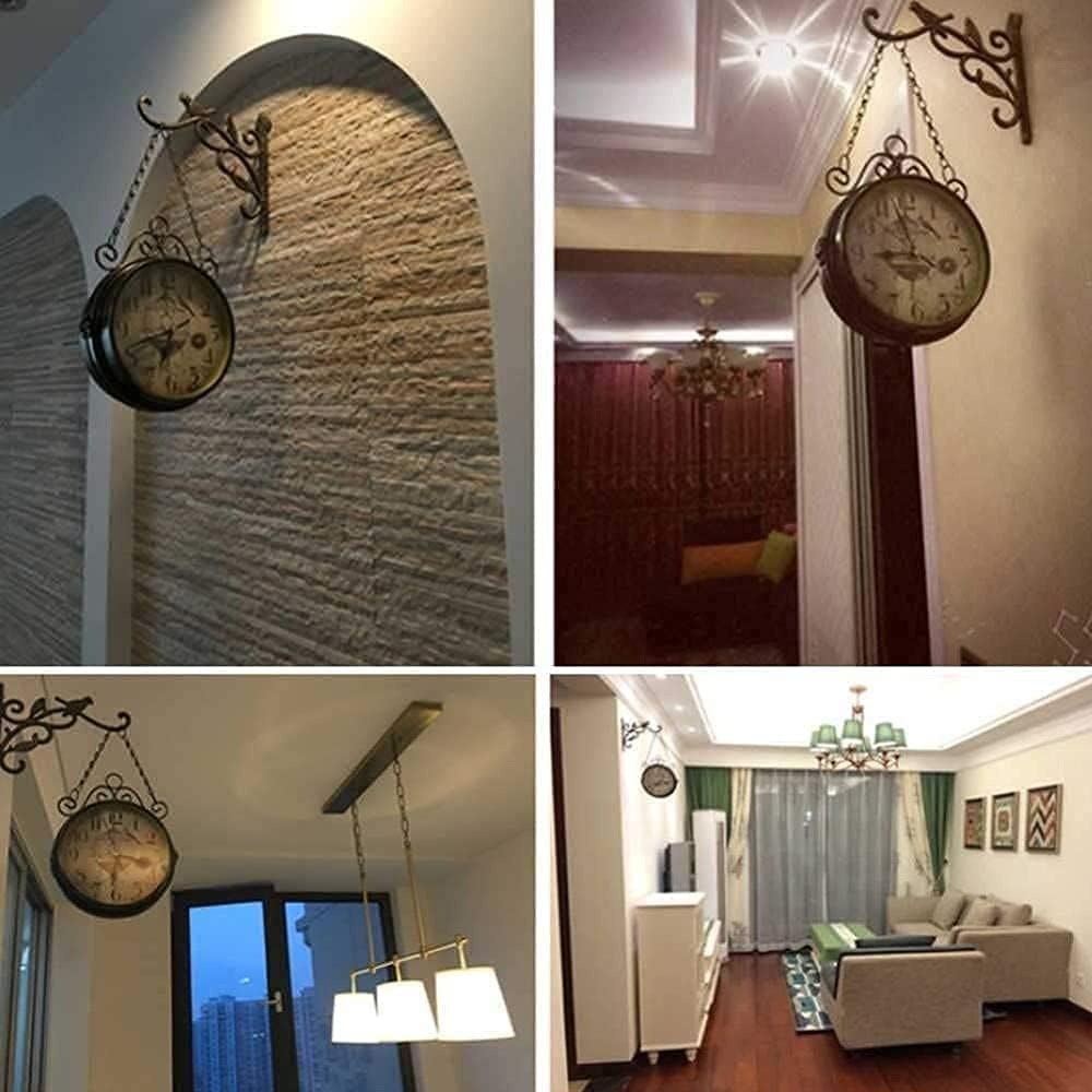 Outdoor Clock Garden Clocks, Double Sided Retro Battery Operated Silent，Indoor Hanging Decor Clock Wall Mounted Clock