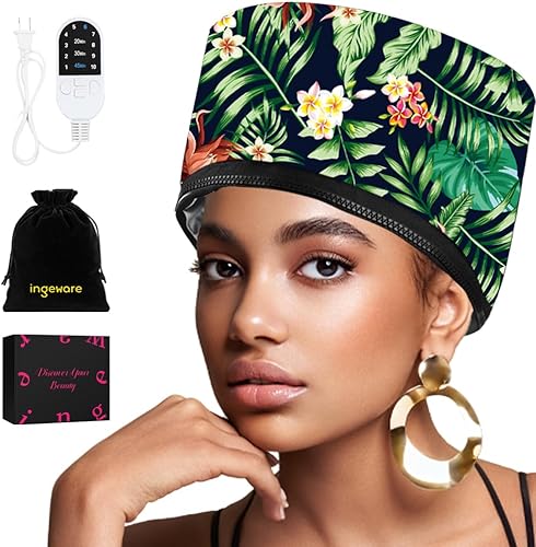 Gorro térmico para acondicionamiento profundo, tapa térmica para cabello natural, portátil, eléctrica, para uso doméstico, diseño de cuero