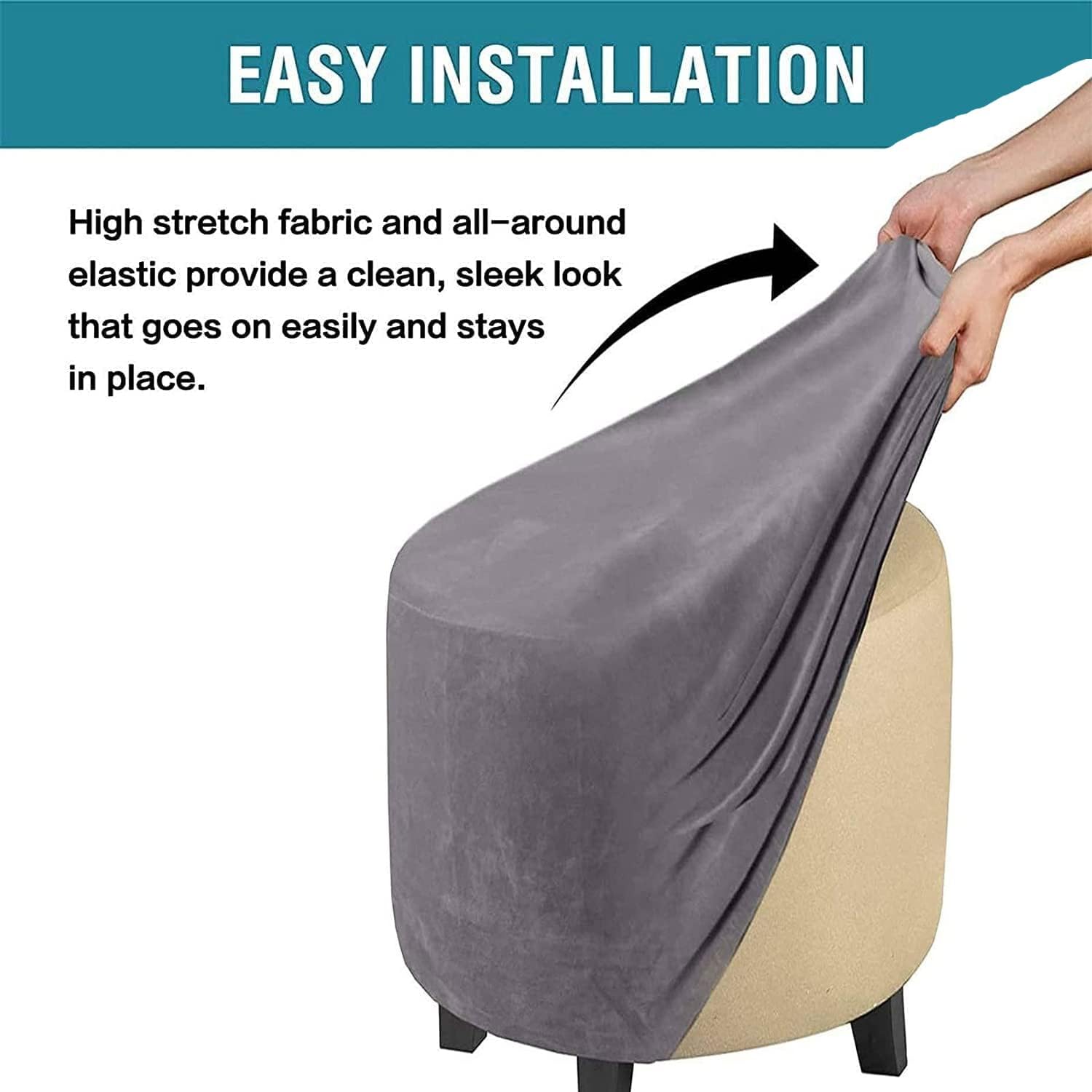 Velvet Round Ottoman Stool Cover Stretch Pouffe Cover Round Small Storage Footstool Protector Cover Diameter 31/34/36/37cm Chair Slipcover Washable,Taupe,36x44cm