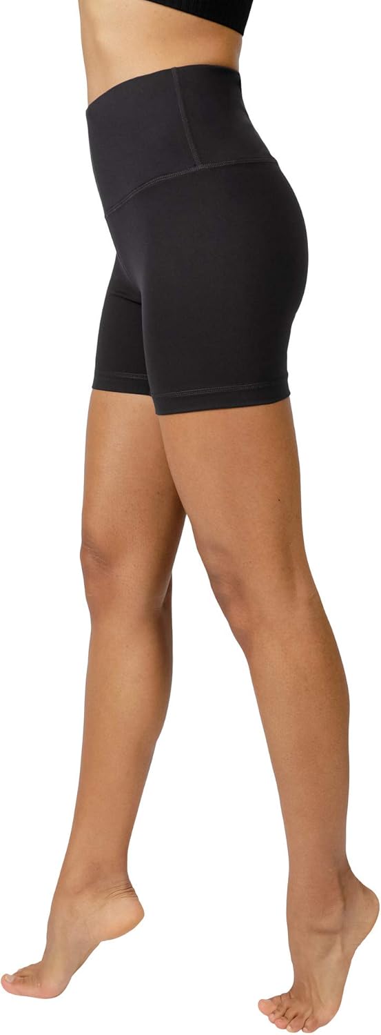Yogalicious Womens 5”, 7” High Waisted Biker Shorts Squat Proof Workout Yoga Short 2 Pack - Black/Black 5" - Large