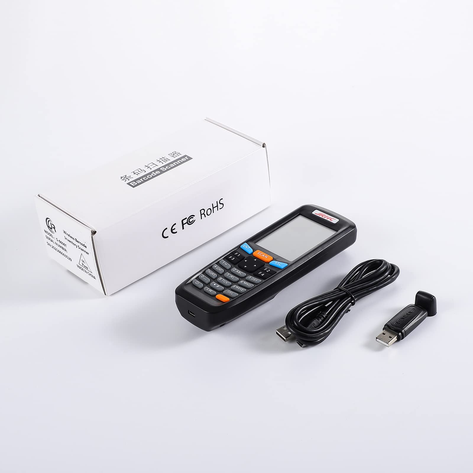 Skaner kodów kreskowych 2D i kolekcjonerski z bezprzewodowym odbiornikiem USB 2,4 GHz, wielofunkcyjny ekran LCD 2,8 cala, czytnik kodów kreskowych o długim zasięgu transmisji.