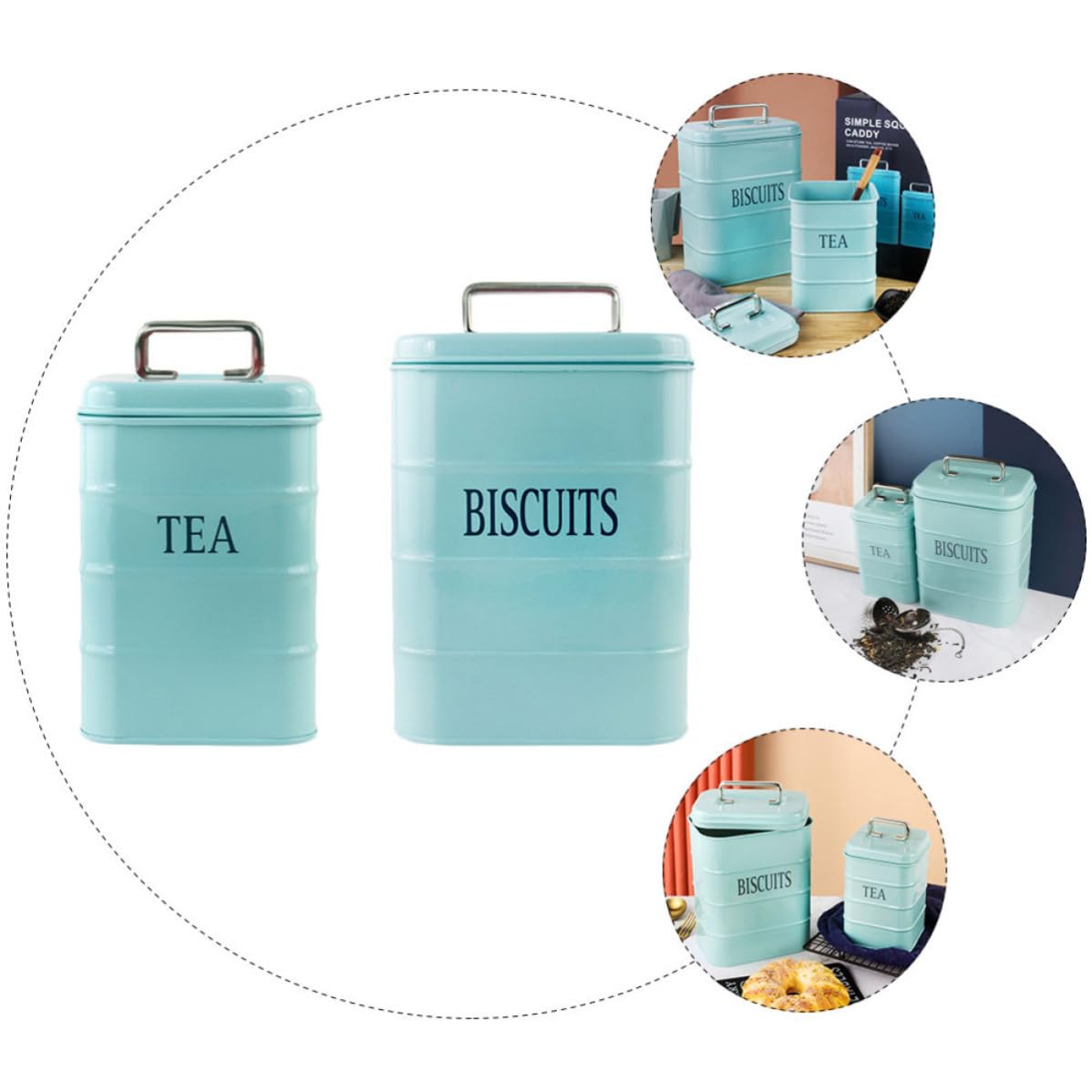 Zerodeko Barattolo di Ferro Sigillato Multiuso 1, 3l 3, 2l Blu | Contenitore Leggero e Facile da Pulire, Coperchio Ermetico, Uso Cucina per Tè, Caffè, Snack