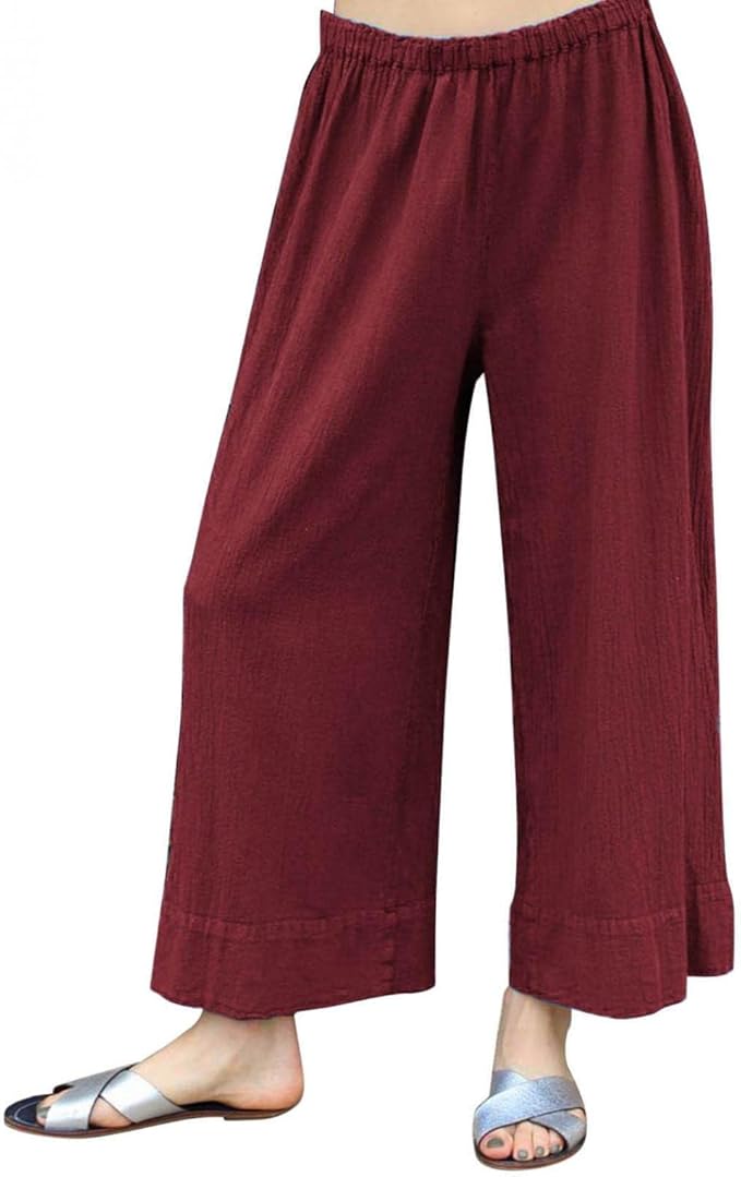 Amazon Co Jp パンツ 7分丈 夏用 レディース 涼しい 冷感 涼しいパンツ 夏パンツ クロップドパンツ ウエストゴムパンツ ボトムス ズボン Hostingg ヨガ パンツ ワイドパンツ レディース 綿麻 袴パンツ アンクルパンツ リネン パンツ レディース ボトムス ガウチョ 無地