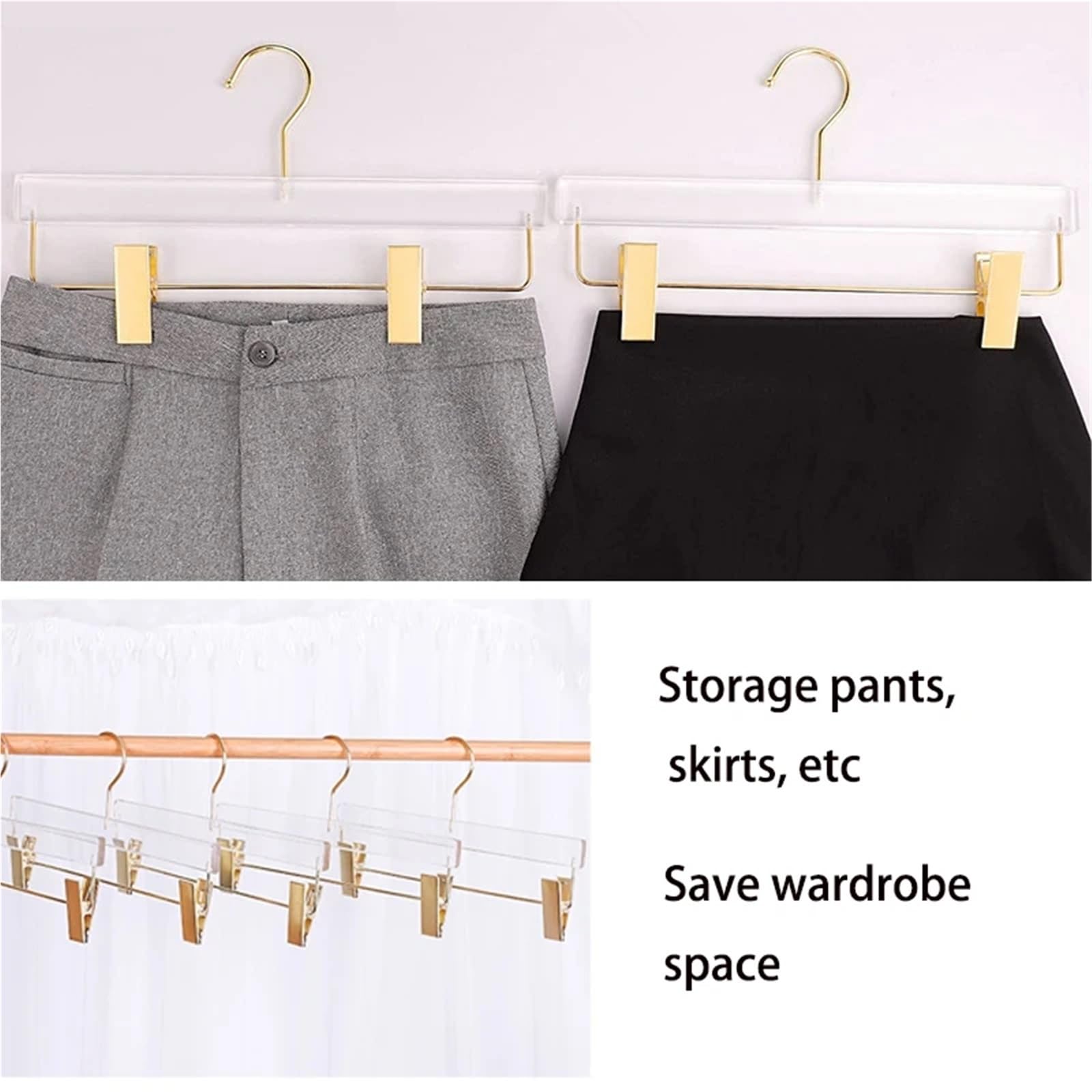 Hosenbügel Kleiderbügel for den Haushalt, Rutschfester Hosenbügel, Schrank-Organizer for Hosen, Röcke, Jeans, leistungsstarker Clip, Keine Spuren