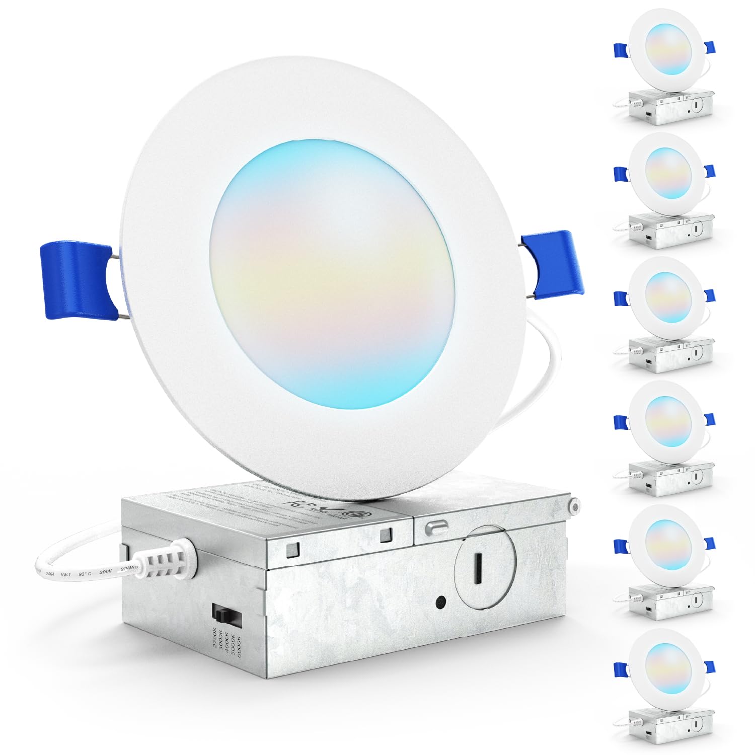 Sunco 6 Pack 4 Inch LED Recessed Lights, Canless Ceiling Light