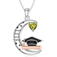 Graduation Gifts for Her Class of 2025 Graduation Necklace 925 Sterling Silver Birthstone Bachelor Cap Pendant High School College Graduation Jewelry for Women Men