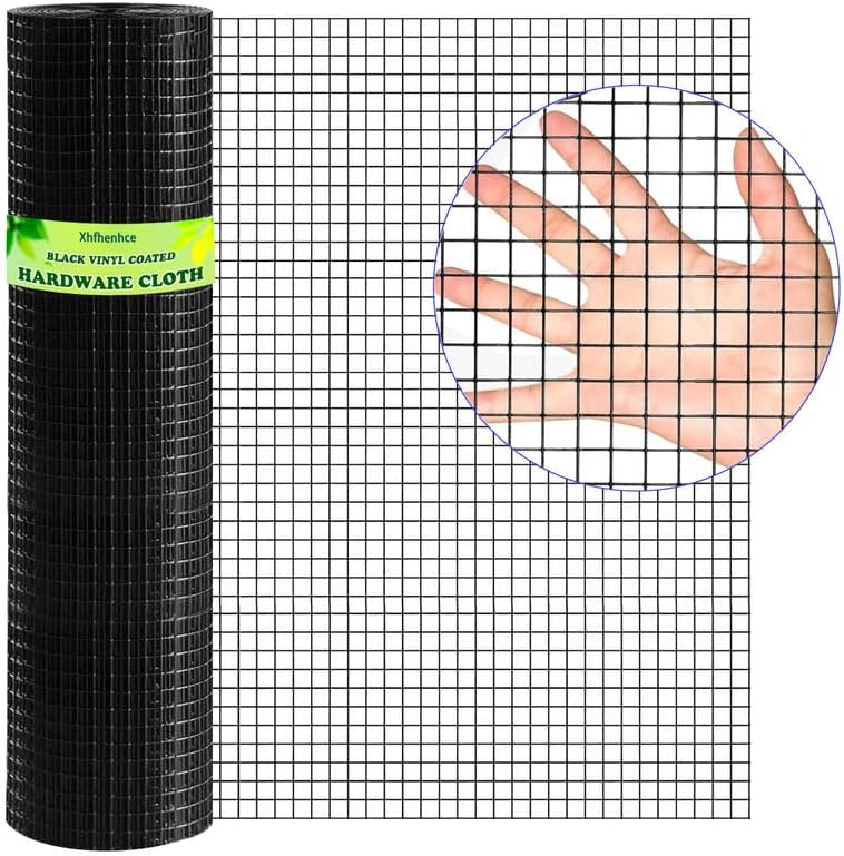 Hardware Cloth 1/2inch Black Vinyl Coated Wire Mesh 24" x 100' Welded Wire Fencing AWG17,PVC Coating Chicken Wire Fence,Welded Wire Mesh Roll for Garden Guard Fence Poultry Cage Net Fencing
