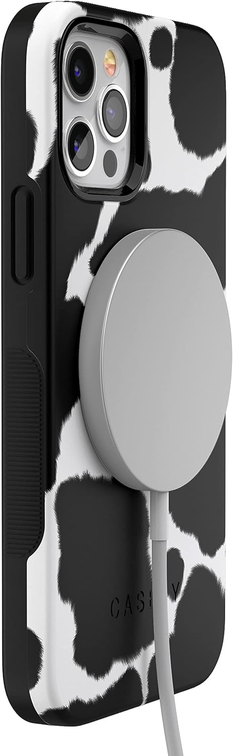 Casely iPhone 12/12 Pro Case | Current Mood | Cow Print | Bold Protective Design | Compatible with MagSafe