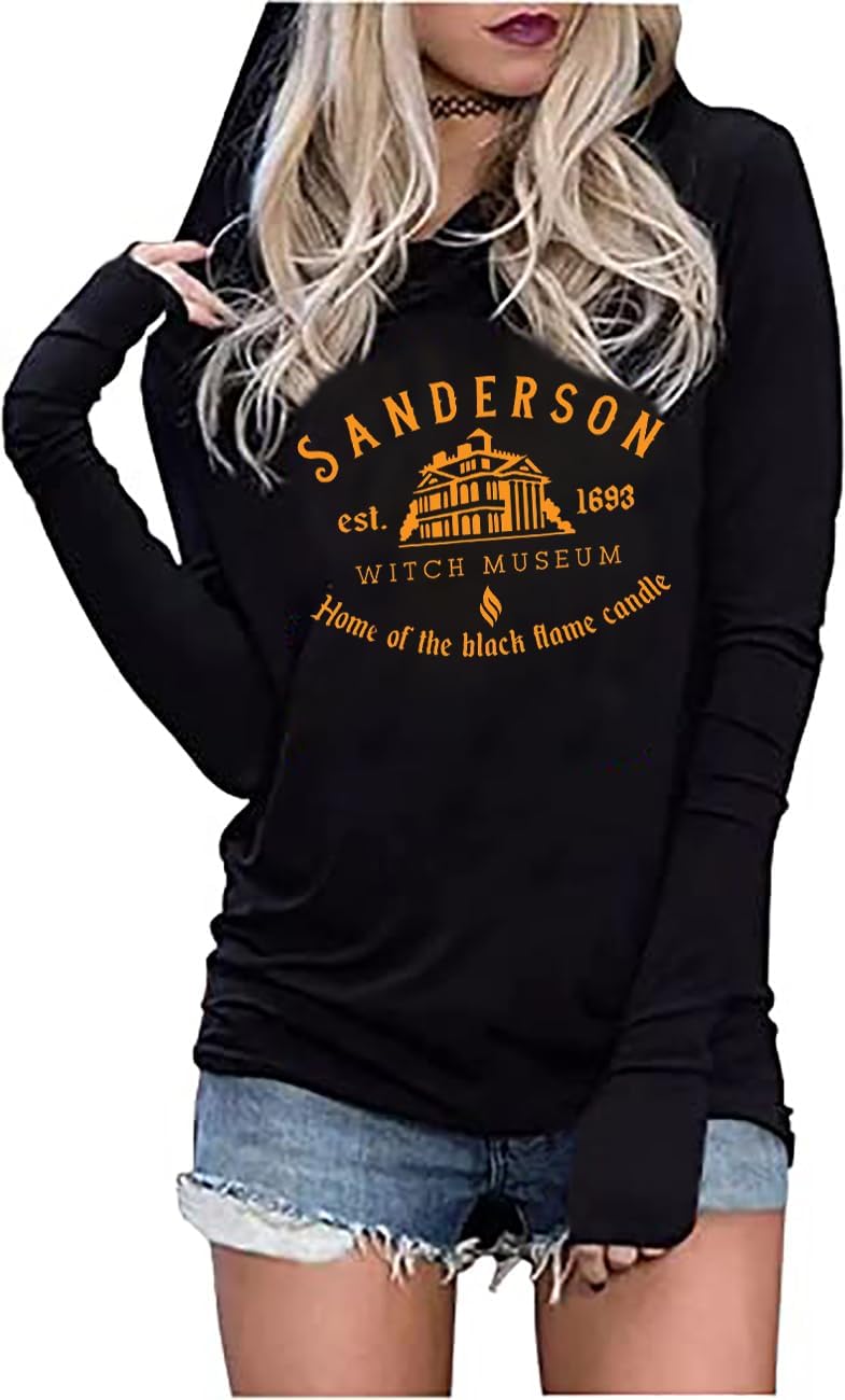 Sanderson Sisters Squad Hoodies Women Long Sleeve Halloween Pullover Tops Funny Hocus Pocus Hoodie Shirt