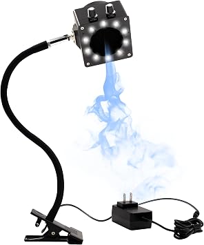 Treedix Solder Smoke Absorber Remover Solder Fume Extractor Adjustable Speed Fan Dimmable LED Light Silicone Gooseneck with Carbon Filters Exhaust Duct Hose for Soldering Station Black