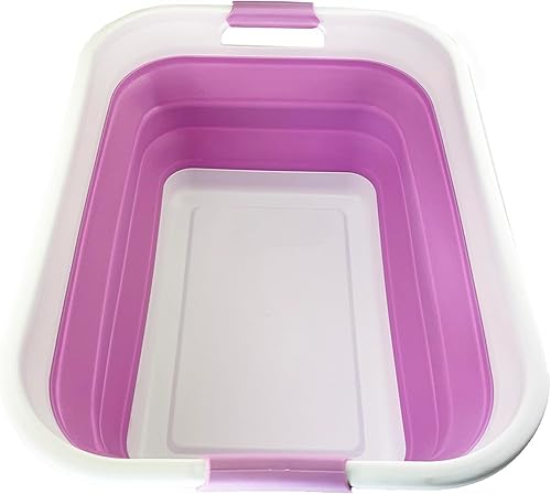 Miniatura 16 de SAMMART Cesta de lavandería de plástico plegable de 41L (10.8 galones) - Contenedor/organizador de almacenamiento plegable emergente - Tina