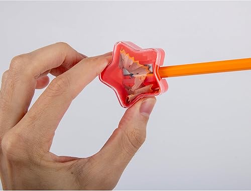 Miniatura 8 de Paquete de 100 sacapuntas a granel para estudiantes, niños, sacapuntas de estrella a granel con tapa, manual de mano, para aula, profesores, uso