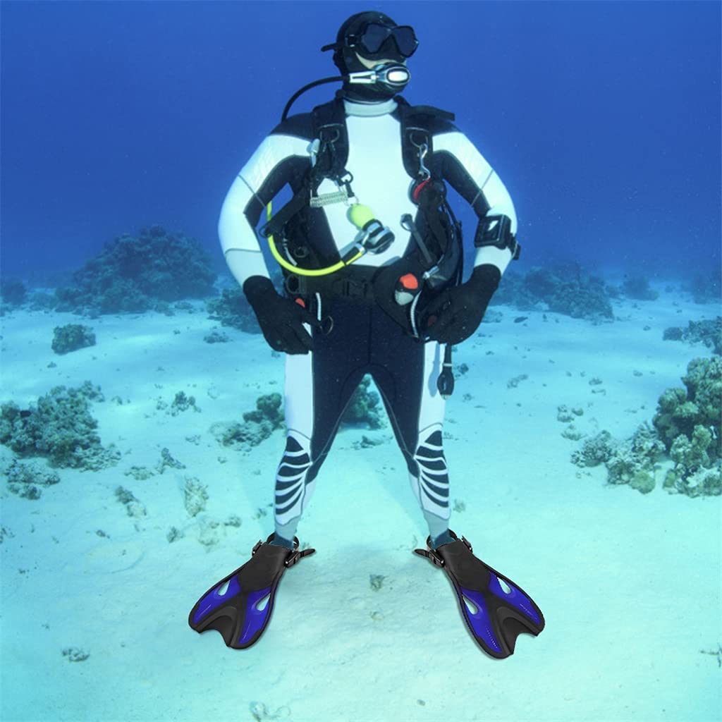 Pinne da Nuoto Antiscivolo for Bambini, con Cinturino Regolabile, Pinne da Immersione, Pinne da Nuoto con Tallone, Pinne for Snorkeling, Attrezzatura Subacquea
