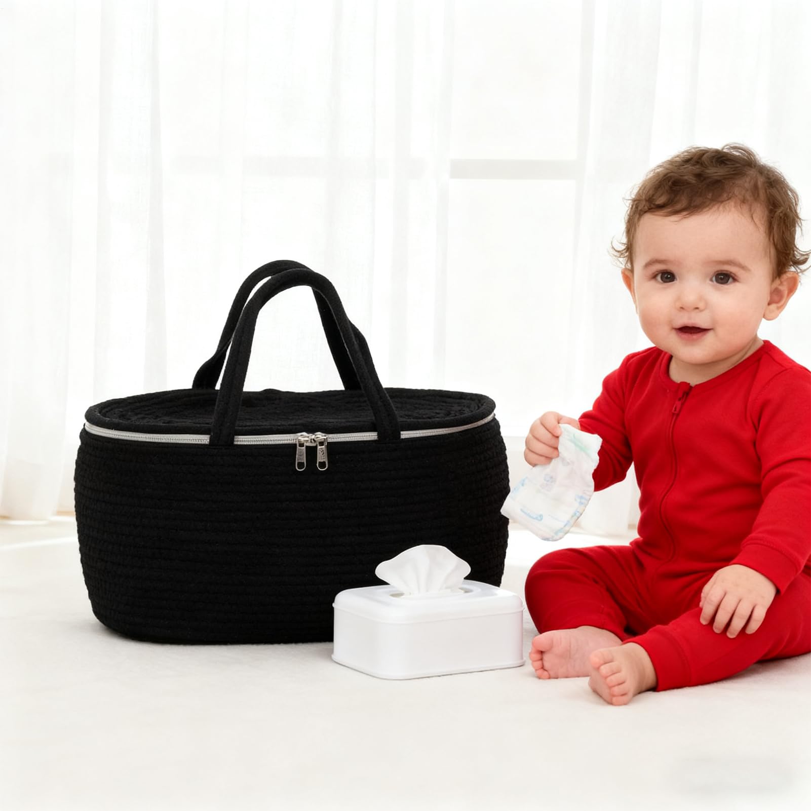 Cesta De Pañales Para Bebé Bolsa Portátil De Gran Capacidad