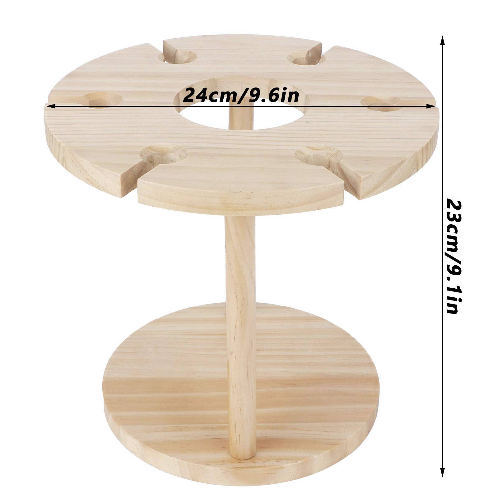 Wine Glass Holder, Wooden Freestanding Tabletop Stemware Storage Rack for Display 6 Glass and 1 Wine Bottle