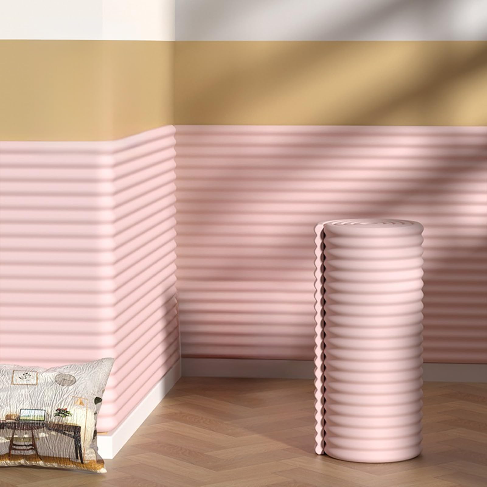 23.6" x 78.7" Padded Upholstered Wall Panels for Kids, Self-Adhesive, 3D Anti-Collision Wall Padding Cushion for Kids with Autism for Bedroom/Playroom/Headboard, Peel and Stick(Pink) — image 1