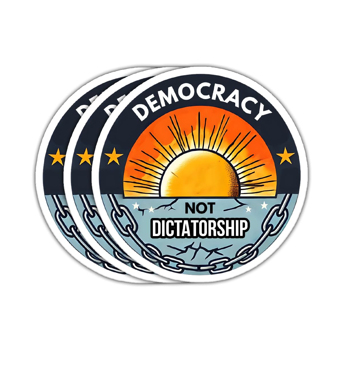 Photo 1 of (3 Psc) Democracy Not Dictatorship Sticker - Political Decal - Decal Sticker 3 Inch for Laptop Water Bottles