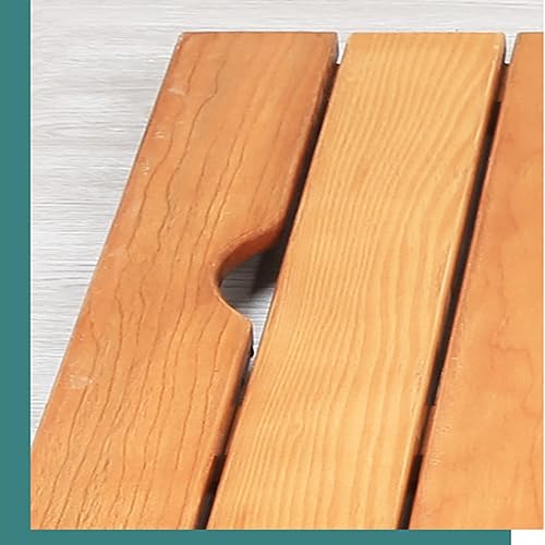 Miniatura 2 de KDDEON Tapete de baño de bambú de lujo, tapete de ducha de madera natural, accesorios de baño de bambú, diseño de listones, fácil almacenamiento,