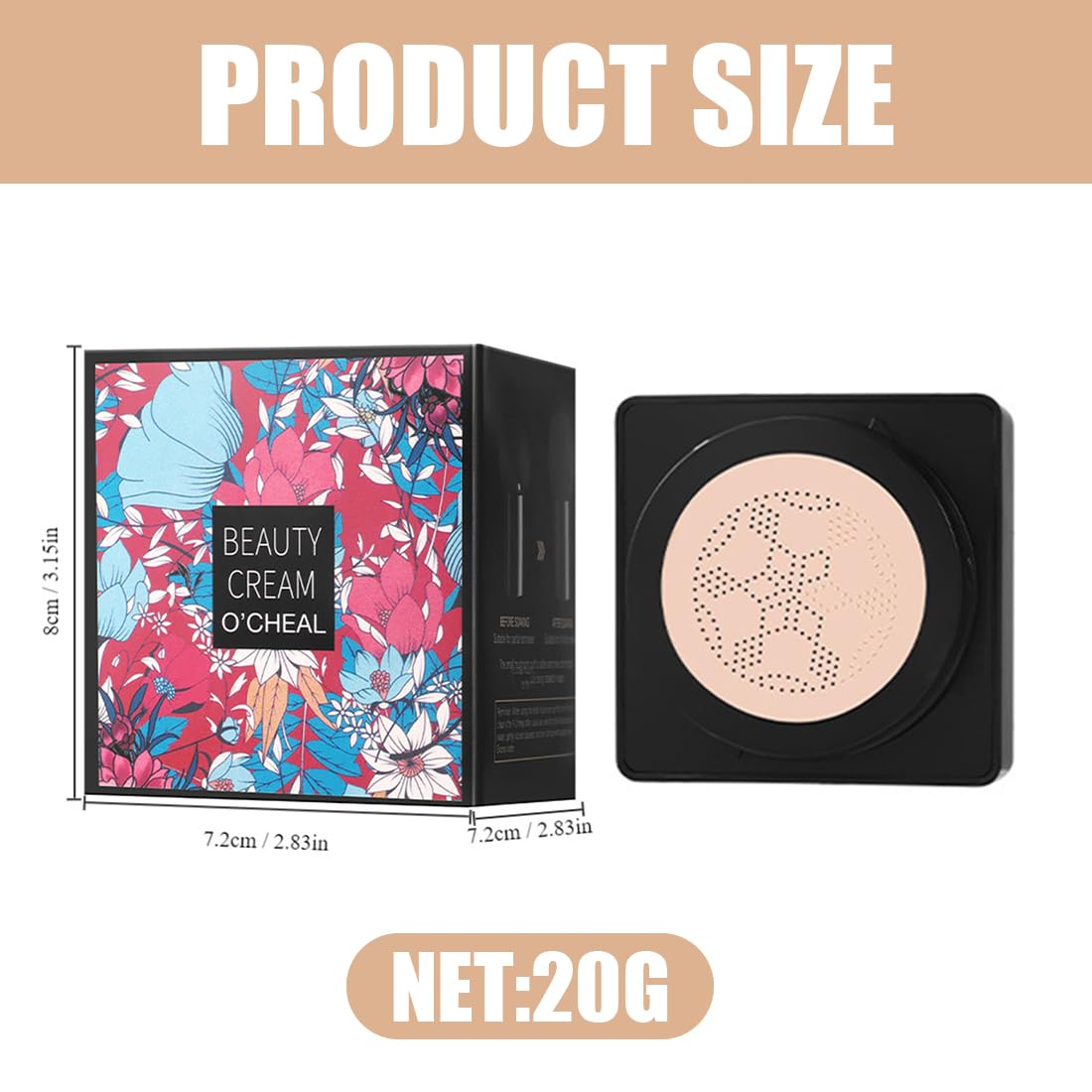 CC Cream Air Cushion Foundation, podkład i gąbka, Mushroom Head Air Cushion CC, krem nawilżający BB, krem rozjaśniający (naturalny)