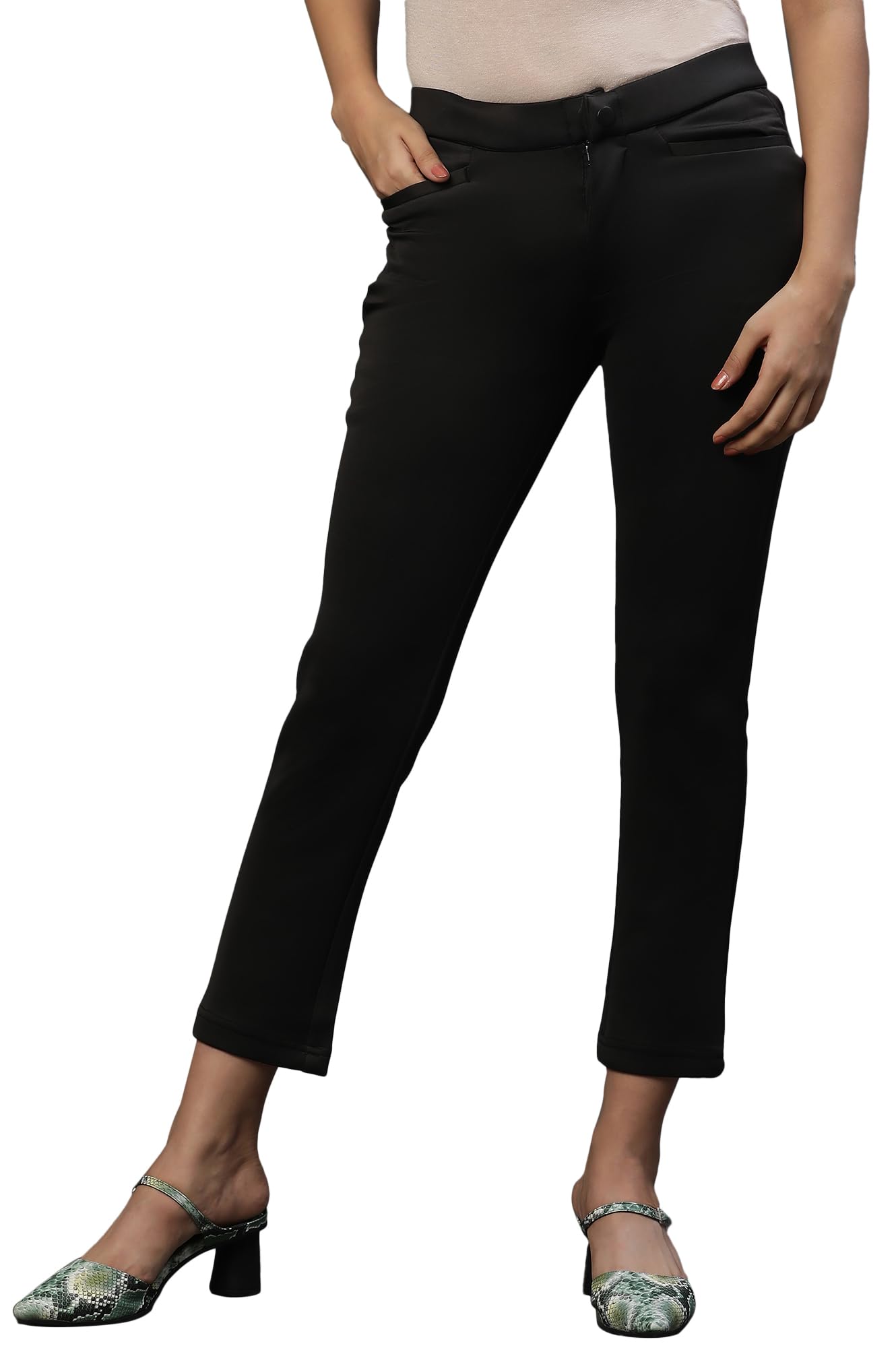 Aurelia Black Smart Casual Slim Pants in black