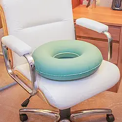 Almofada Inflável Hemorroidas Redonda com Orifício, 45x45cm, suporta 130kg, para Cadeira de Rodas, Ortopédica, Escritório e Pós-Cirúrgico, Verde Menta