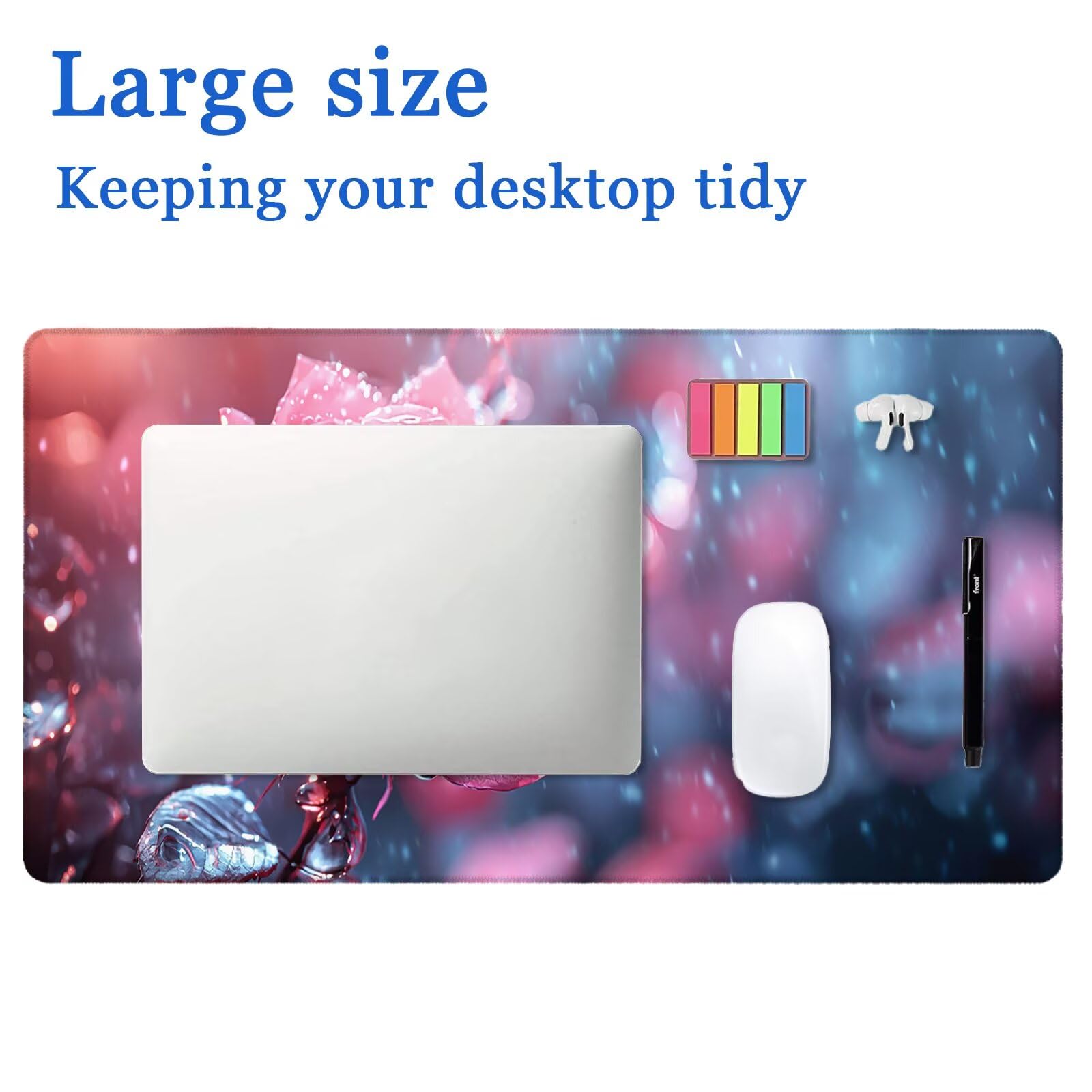 Podkładka pod mysz do gier, XXL różowa podkładka pod mysz 1000 x 500 mm, podkładka pod biurko ze szwami na krawędziach, różowa podkładka pod mysz wodoodporna antypoślizgowa do akcesoriów biurowych