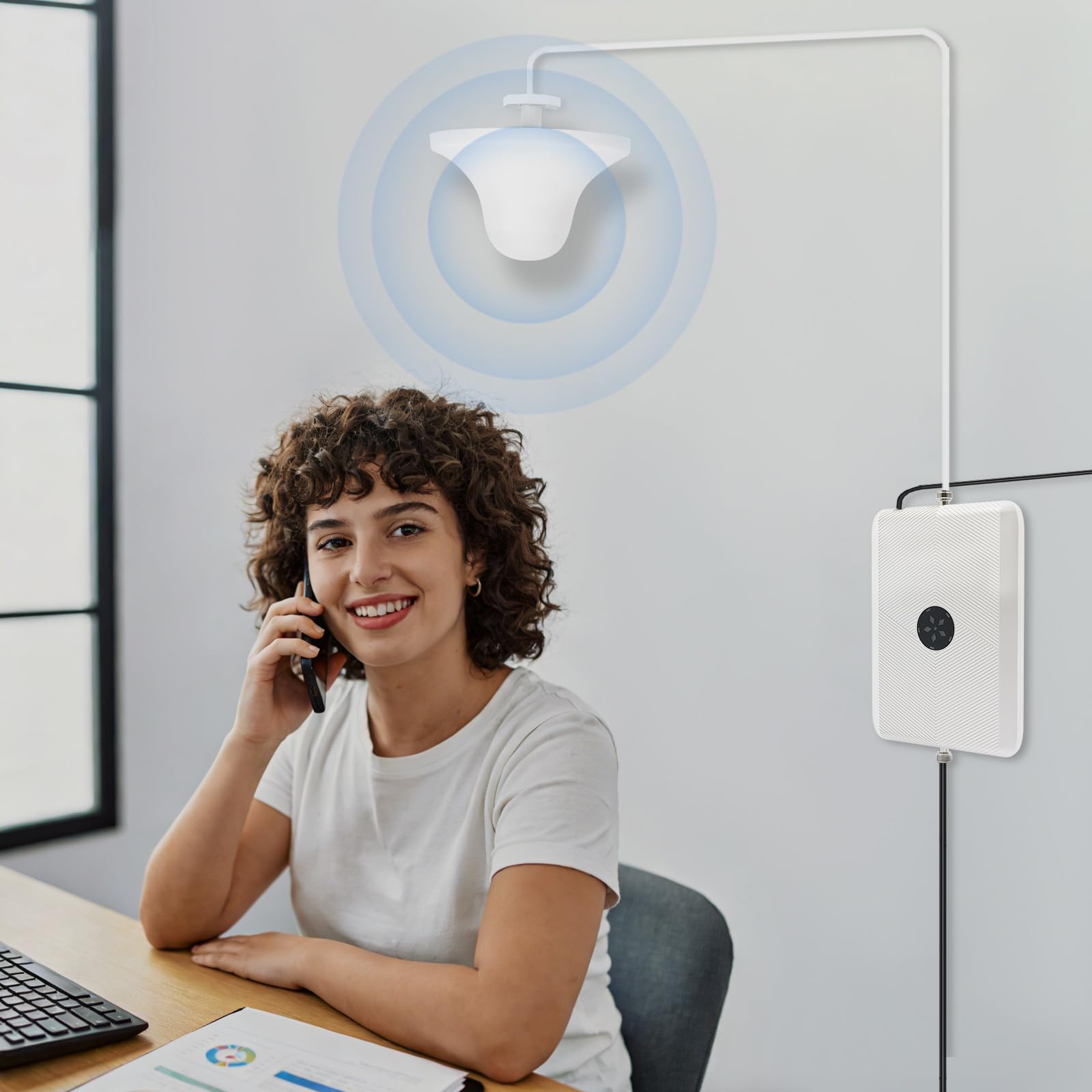 Amplificateur réseau Mobile, répéteur Signal 15 W pour Tous réseaux(Blanc) | Gain de 66 dB, grande portée, avec fonction AGC intelligente pour l'amplification du signal dans les grands résidentiels