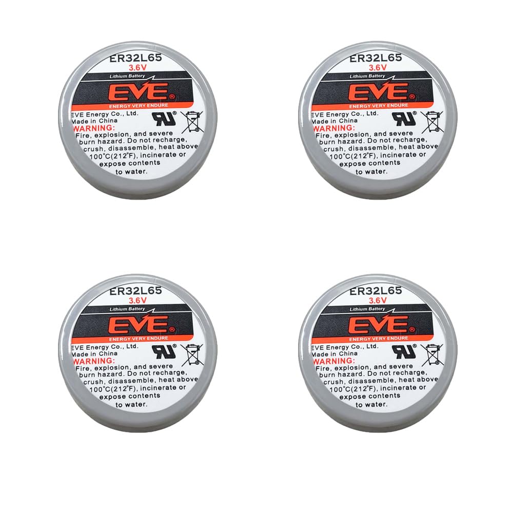 MEELER 4 Pcs ER32L65 3.6V 1000mAh Lithium Battery with Nickel Pins for Smoke Alarms Carbon Monoxide Detectors Intrusion Sensors and So On