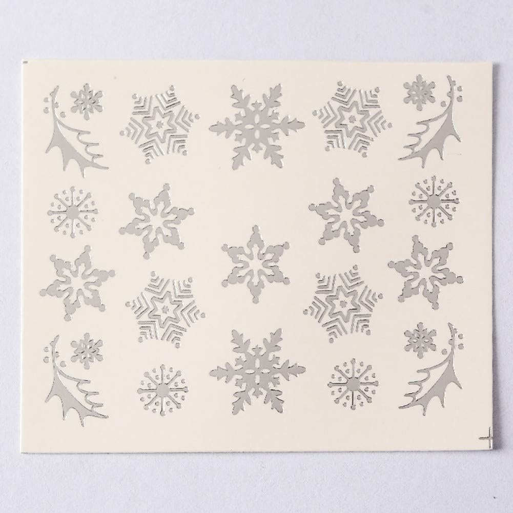 YHNSXZ Gold Silver Nail Sticker Water Transfer Snowflake Deer Pattern for Nail Art Decoration Manicure DIY Glitter Decals