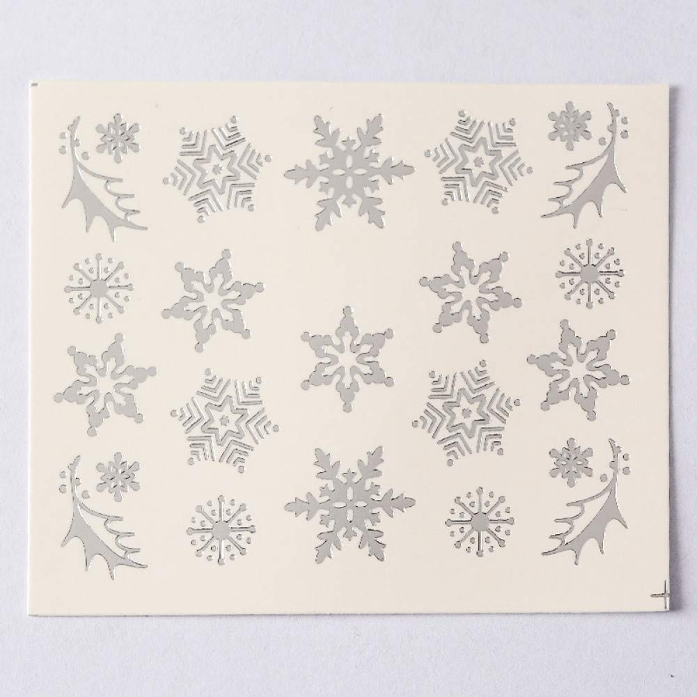 YHNSXZ Gold Silver Nail Sticker Water Transfer Snowflake Deer Pattern for Nail Art Decoration Manicure DIY Glitter Decals