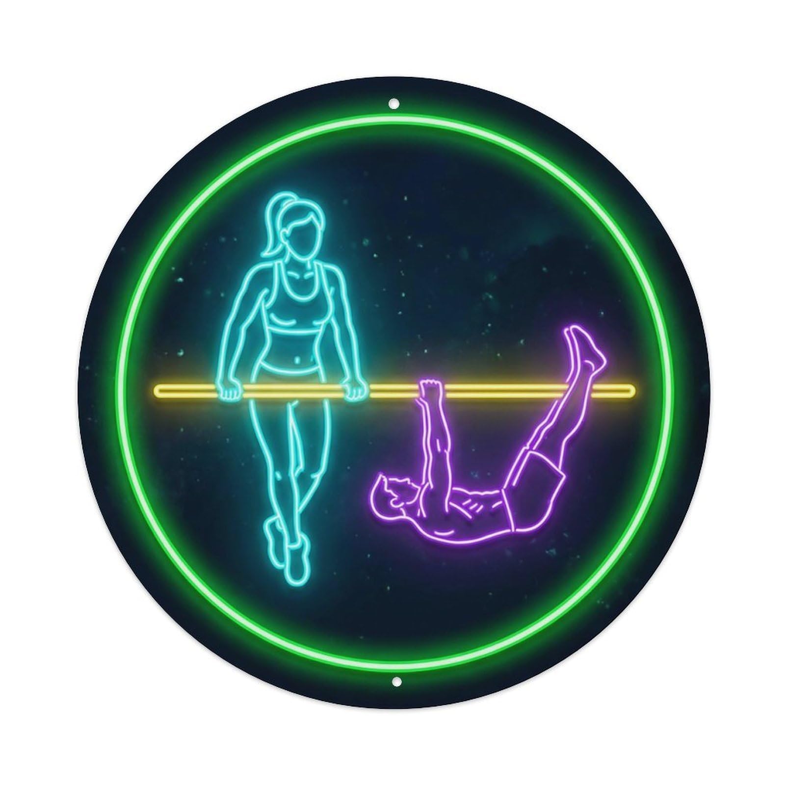 Vintage Faux Neon Gym Retro Bodybuilding Calisthenics Metal Tin Sign