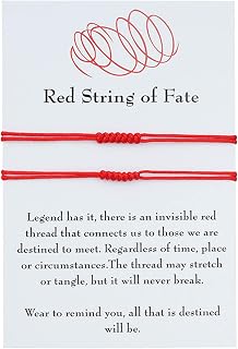 Handmade Good Luck 7 Knots Red String of Fate Bracelet Set Kabbalah Thread Rope Protection Bracelet for Women Men Girl Boy Family Friend Couples Long Distance Relationship Amulet Jewelry