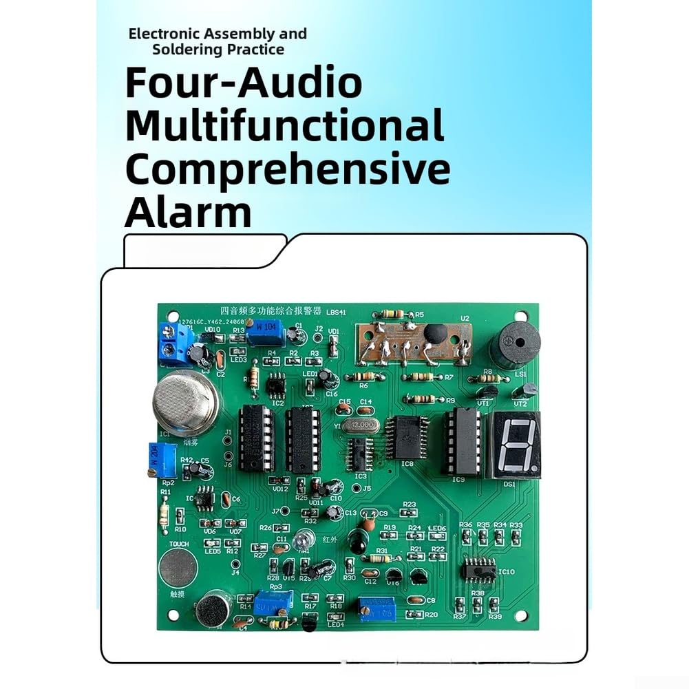 Kit de alarma de 4 tonos con detección de humo en tiempo real, detección táctil infrarroja, activación de sonido e indicación de modo visual a través de pantalla digital