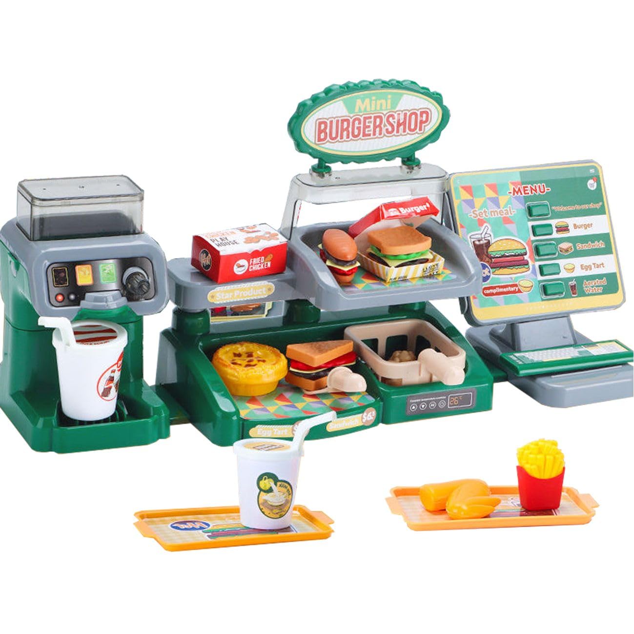 Sponsored Ad – 35pcs Kids Hamburger Shop Playset with Sound POS Machine and Soft Drink Counter, Pretend Play Fast Food Restaurant with Role Play Accessories, Educational Toy for Toddlers Ages 3+