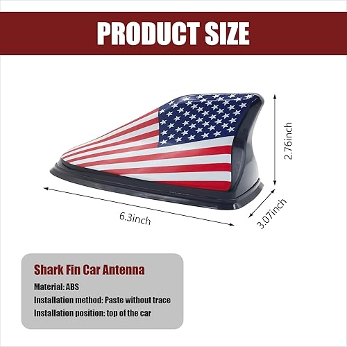 Miniatura 2 de 1 cubierta de antena de aleta de tiburón para automóvil, bandera estadounidense, amplificador de señal de radio AMFM de 6.3 pulgadas x 3.1 pulgadas