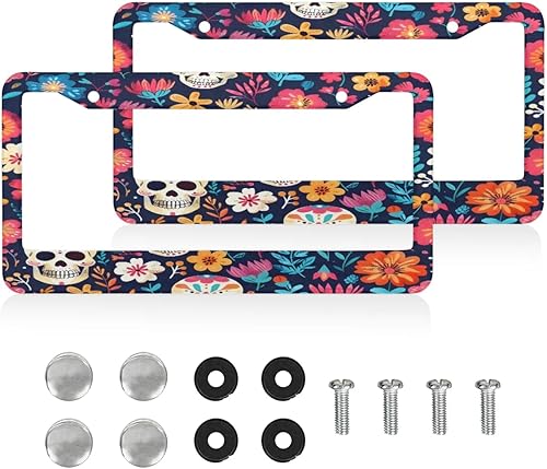 Miniatura 9 de Marcos para matrícula, cubierta de placa de automóvil azteca con tornillos, soporte universal de 4 agujeros, marco de placa de aluminio, accesorios