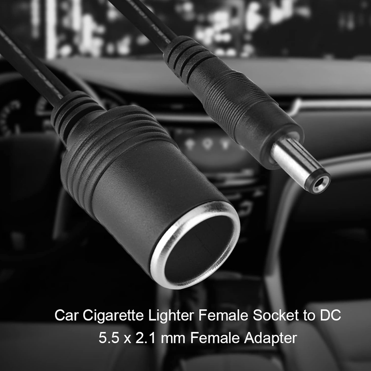 12V/24V Cigarette Lighter Adapter Cable, 5.5mm x 2.1mm DC Male to Female Power Cord for Car Charger, High Current 15A 200W Converter for Home Vehicle Use