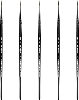 XDT#725 Micro Detail Artist Pin Point Painting Brush Set of 5 Piece #00000 Brushes Set, Acrylic Watercolor Oil, Fine Detailing Painting, Art, Scale Models, Easy Grip Handles.
