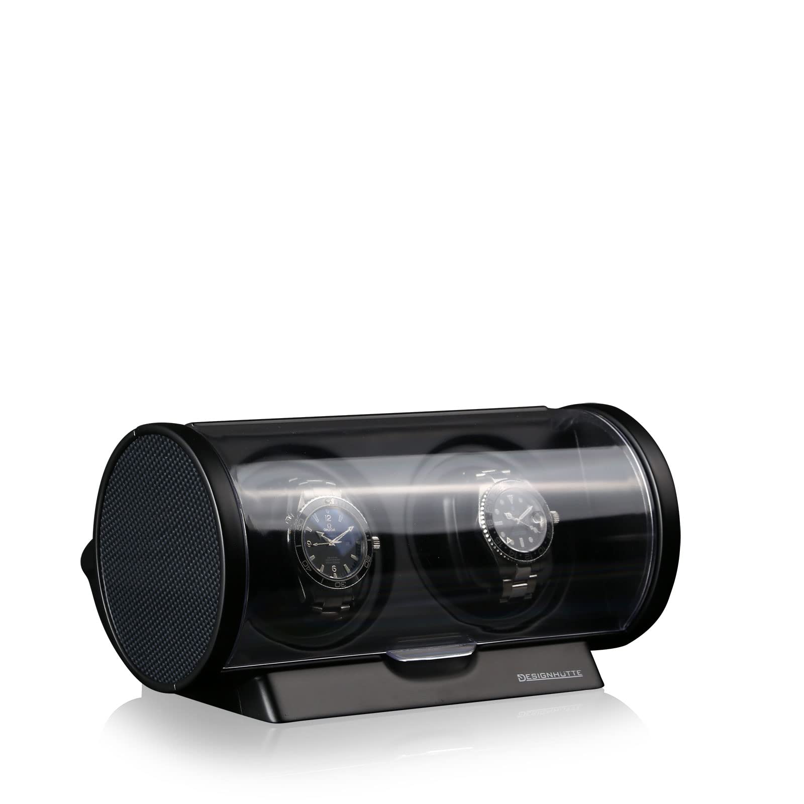 DESIGNHÜTTE® Uhrenbeweger Tubix Schwarz/Carbon für 2 Automatikuhren