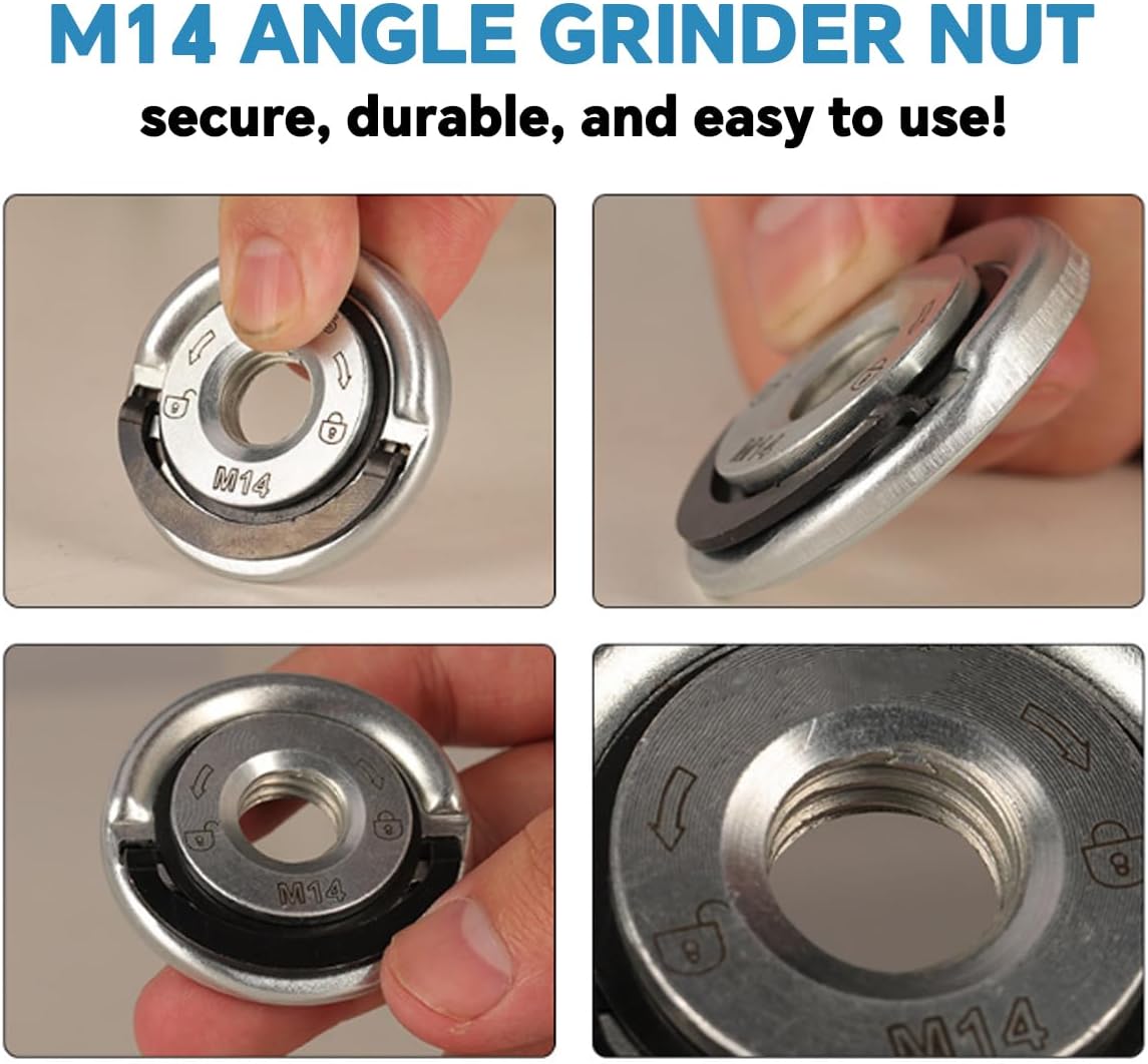 Angle Grinding Tool Flange Nut - M14 Angle Grinder Locking Retaining Flange Nut, Quick Clamping Replacement Part for Angle Grinder Discs, Secure & Durable Grinder Accessory (4PCS)