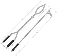 Vista 3 de Juego de pinzas para fuego de 40 pulgadas, agarradores de leña y atizador de fuego, agarradores de troncos grandes de acero inoxidable para fogón al