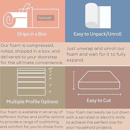 Miniatura 6 de FoamRush Espuma de tapicería de alta densidad de calidad prémium de 2 x 13 x 13 pulgadas de diámetro, taburetes de barra, cojín de asiento, inserto