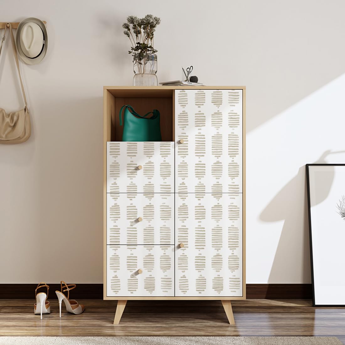 myforHD Samoprzylepna tapeta, naklejka na meble, nowoczesna, pogrubiona, papier ścienny, 44 cm x 1000 cm, w paski, wodoodporna, samoprzylepna, winylowa, szuflada i regał, papier