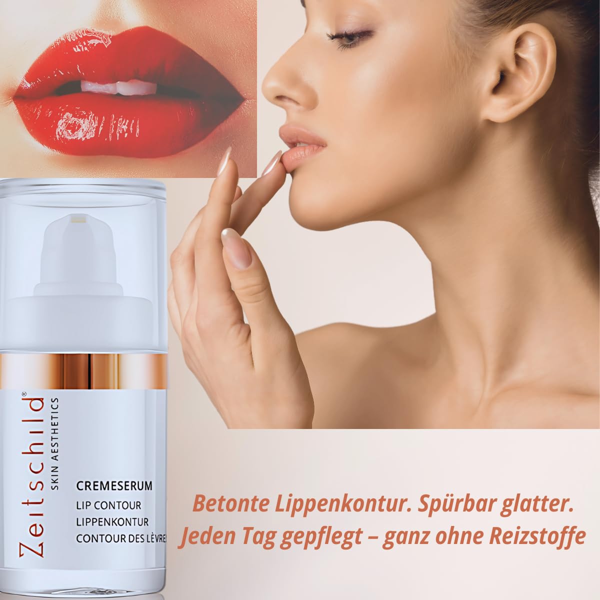 Lippenkontur Cremeserum mit Hyaluron, Peptiden & Nelkenextrakt – Pflegendes Lippenserum für mehr Volumen, 15 ml