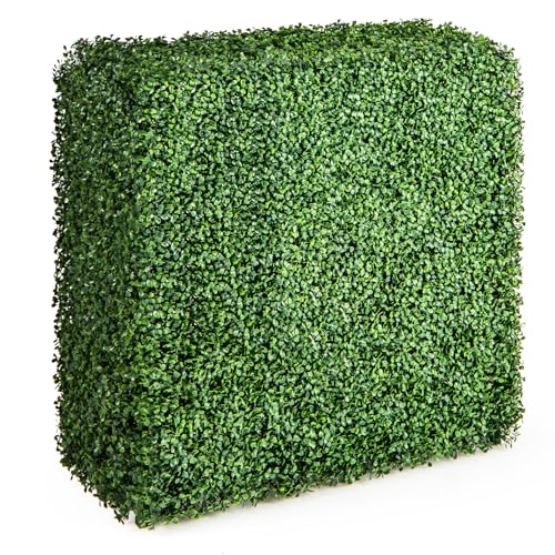Giantex Artificial Boxwood Hedge Wall, Faux Grass Wall with PE Leaves and Aluminum Frame, Fake...