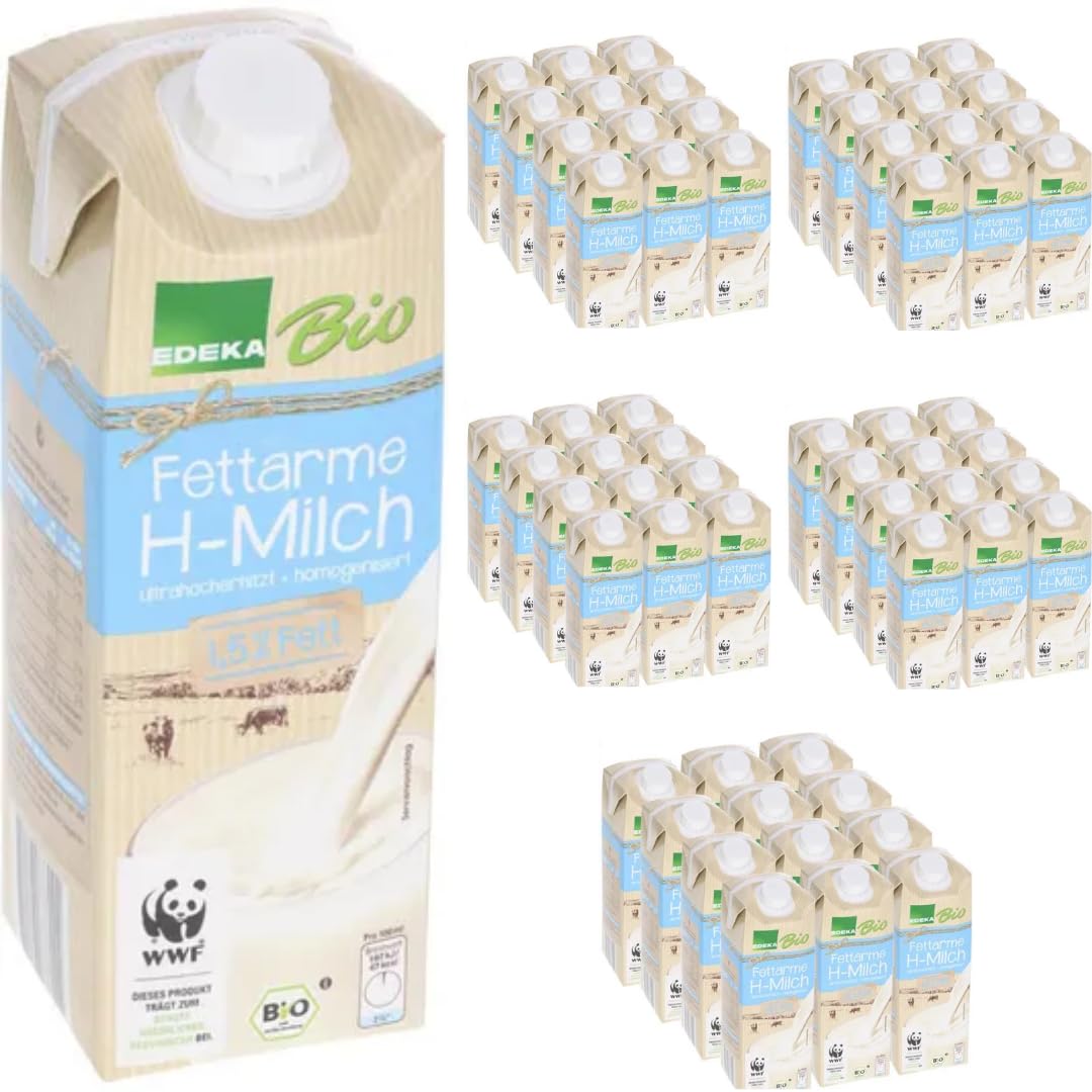 Milch Edeka fettarme H-Milch 1,5% Fett Haltbare Milch, je 1 Liter, 60 Stück